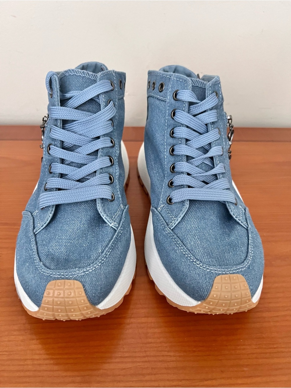 Women’s Canvas Platform Sneakers High Top Denim Shoes Size 38 - Picture 4 of 7
